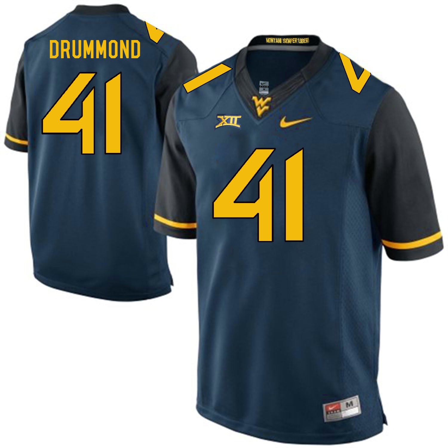 West Virginia Mountaineers DRUMMOND 41 Blue College Football Jersey football jersey product view 1
