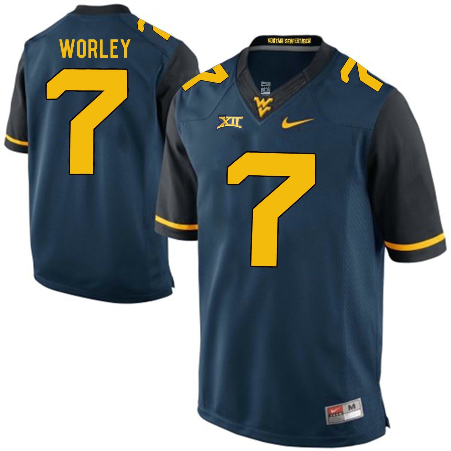 West Virginia Mountaineers Daryl Worley 7 Blue College Football Jersey football jersey product view 1