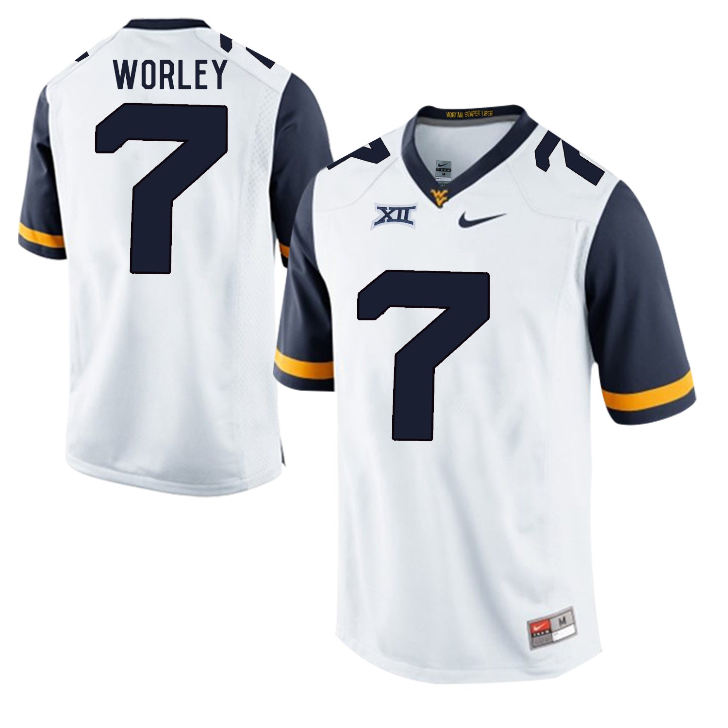 West Virginia Mountaineers Daryl Worley 7 White College Football Jersey football jersey product view 1