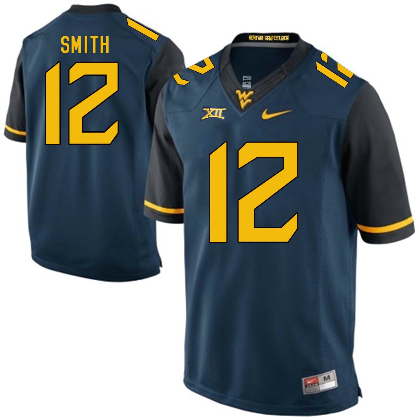 West Virginia Mountaineers Geno Smith 12 Bluejpg College Football Jersey football jersey product view 1