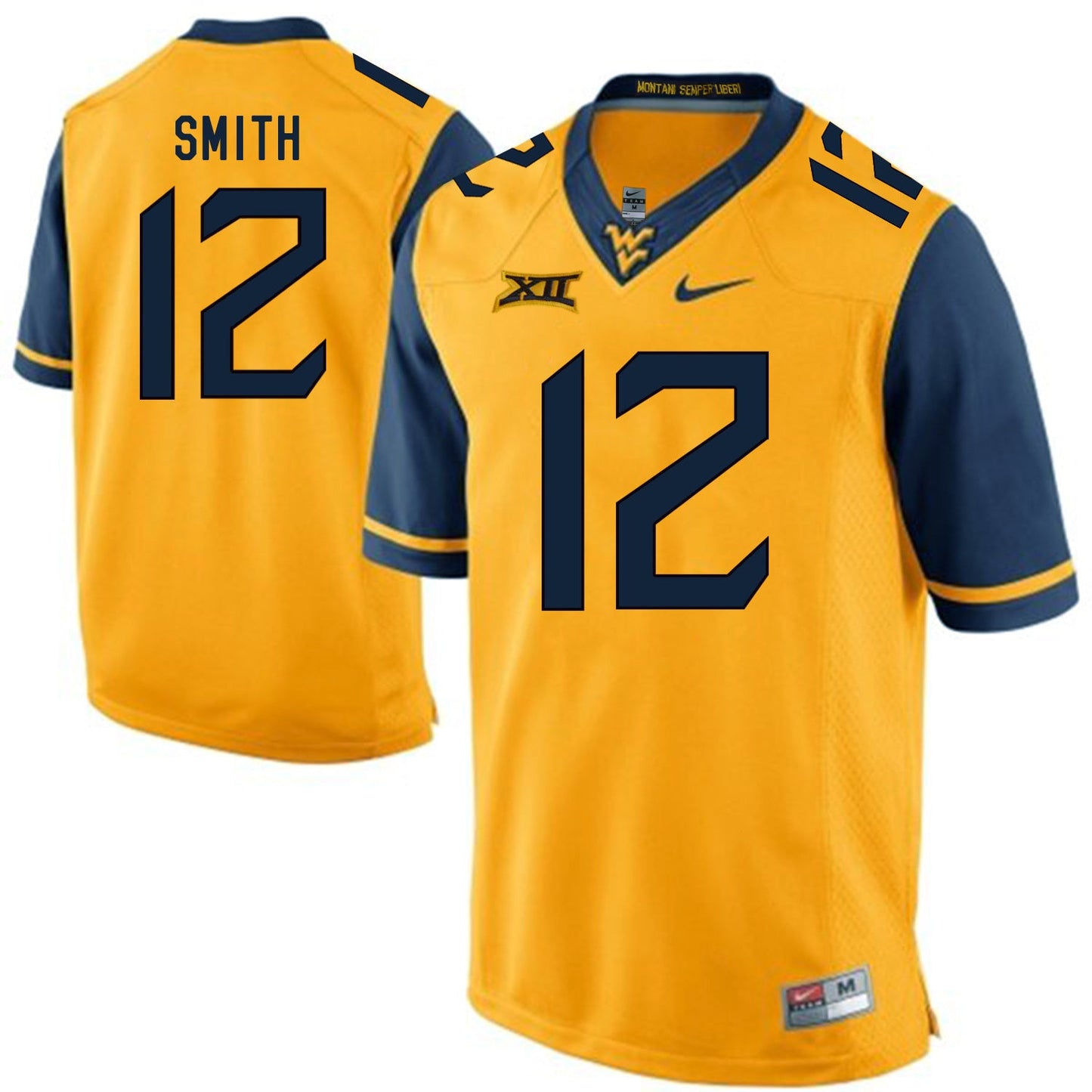 West Virginia Mountaineers Geno Smith 12 Gold College Football Jersey football jersey product view 1