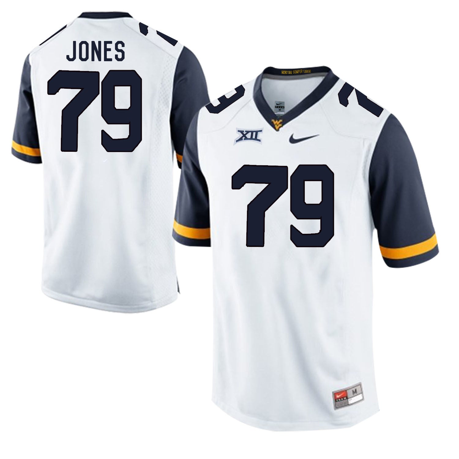 West Virginia Mountaineers JONES 79 White College Football Jersey football jersey product view 1