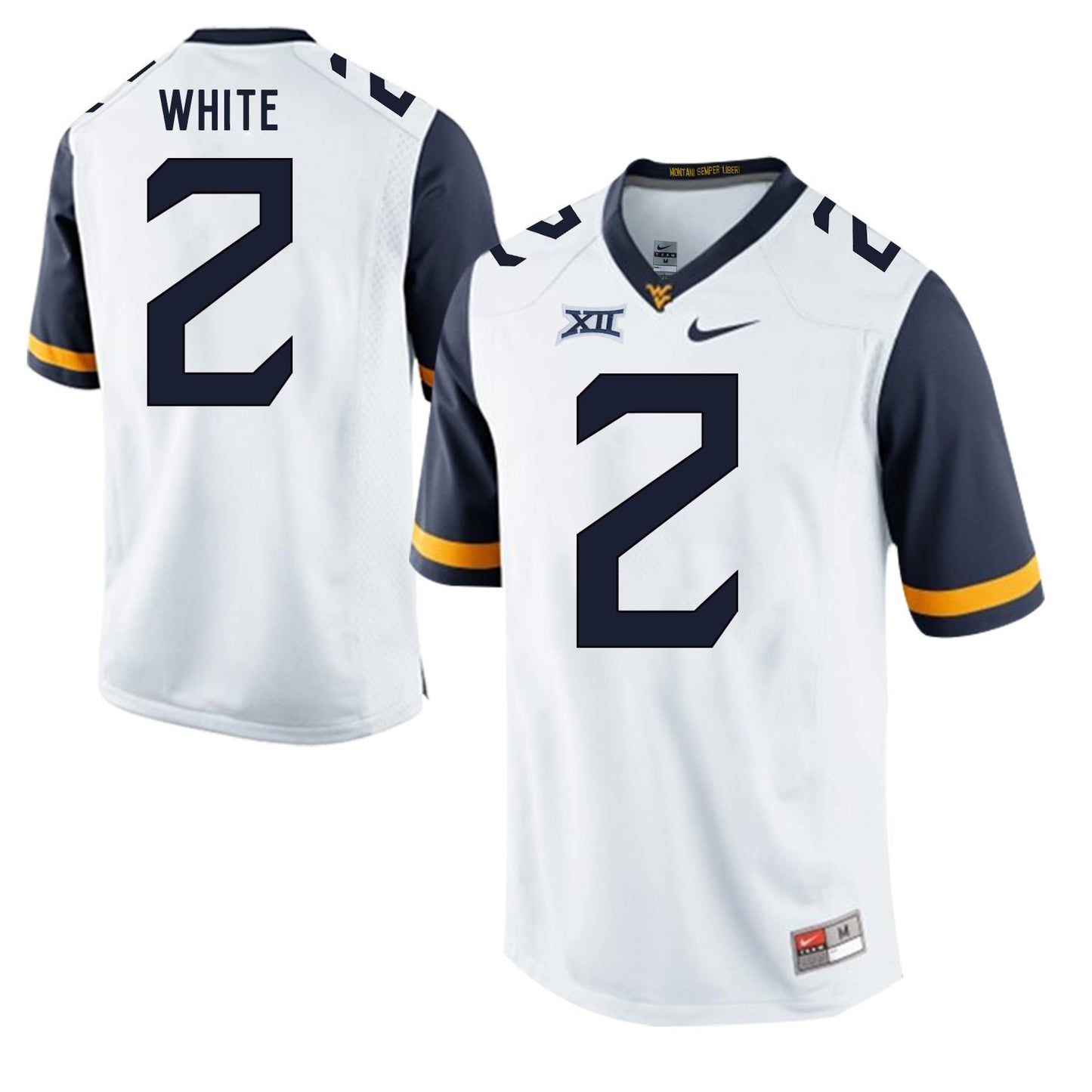 West Virginia Mountaineers Ka'Raun White 2 White College Football Jersey football jersey product view 1