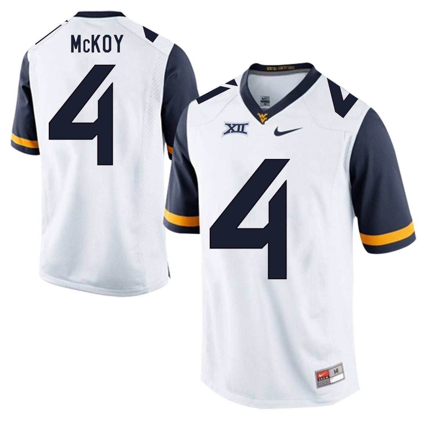 West Virginia Mountaineers Kennedy McKoy 4 White College Football Jersey football jersey product view 1