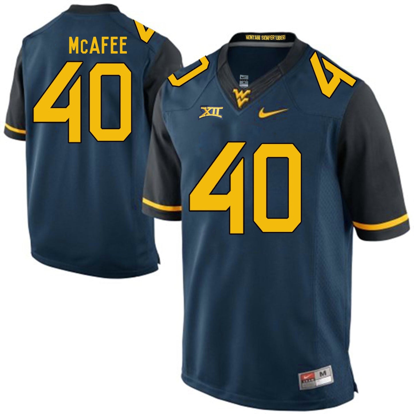 West Virginia Mountaineers McAFEE 40 Blue College Football Jersey football jersey product view 1