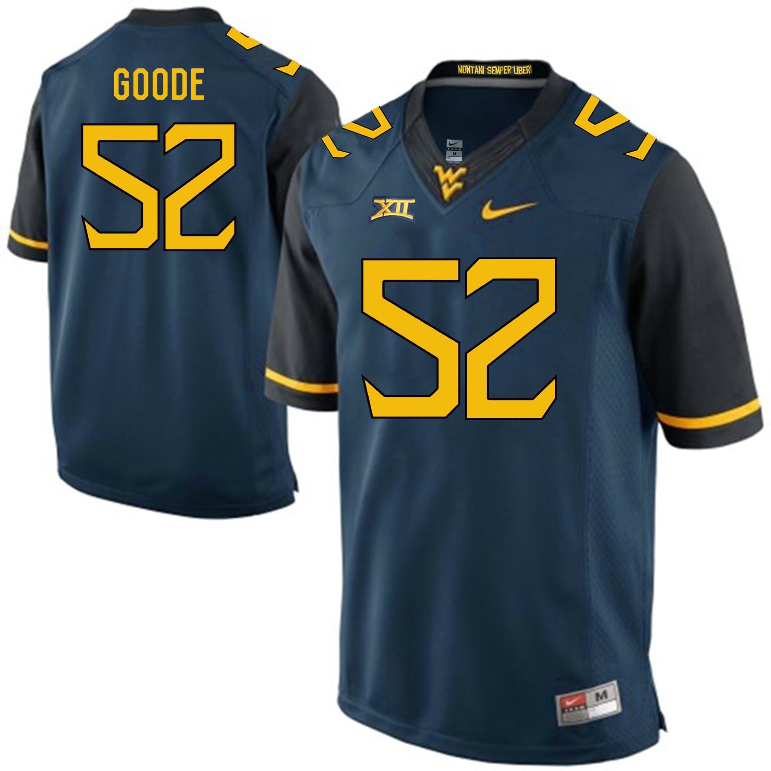 West Virginia Mountaineers Najee Goode 52 Blue College Football Jersey football jersey product view 1