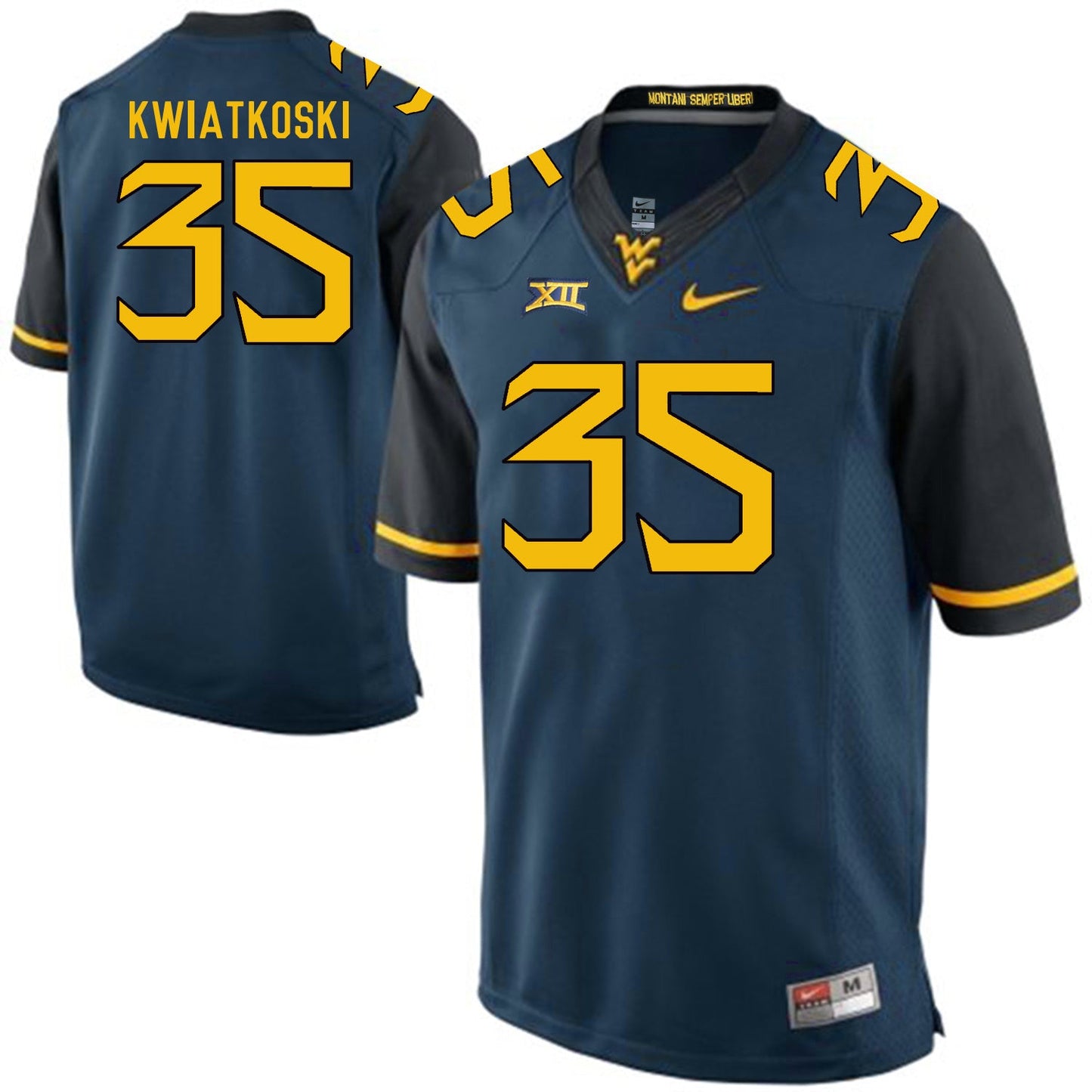 West Virginia Mountaineers Nick Kwiatkoski 35 Blue College Football Jersey football jersey product view 1