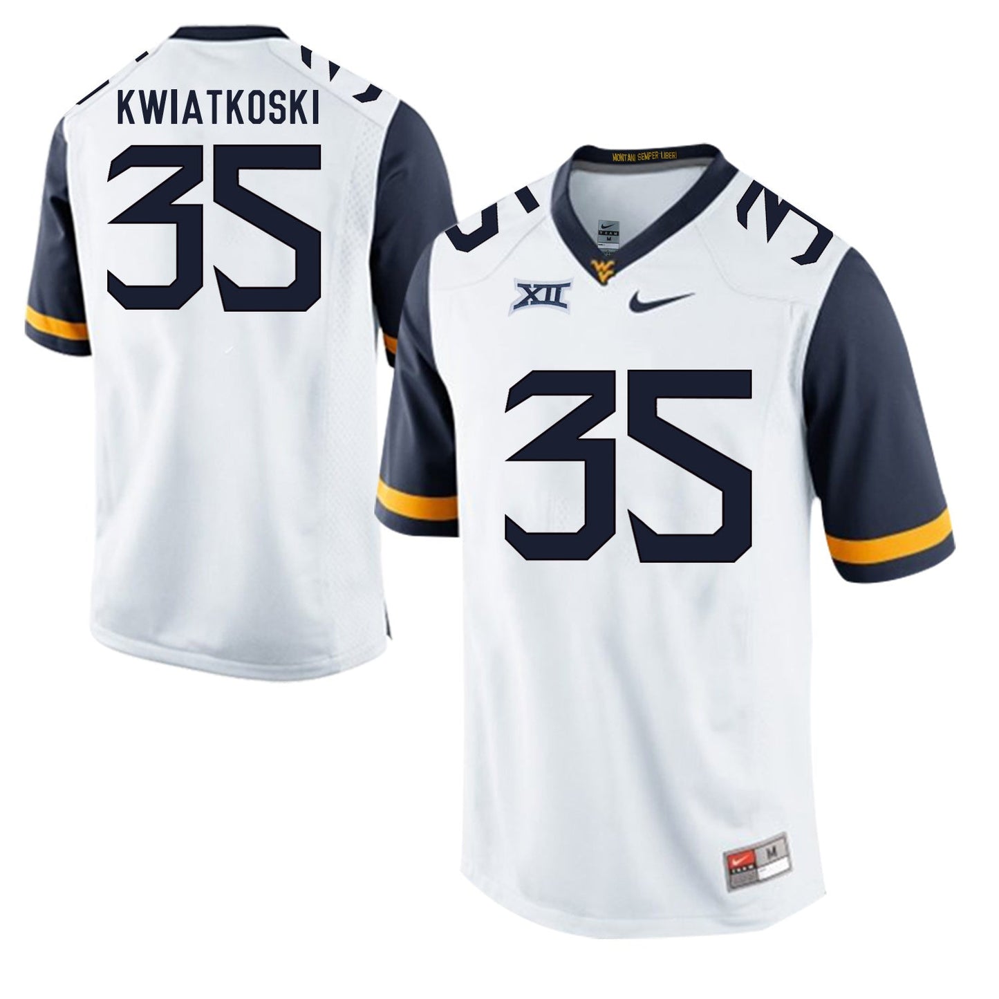 West Virginia Mountaineers Nick Kwiatkoski 35 White College Football Jersey football jersey product view 1