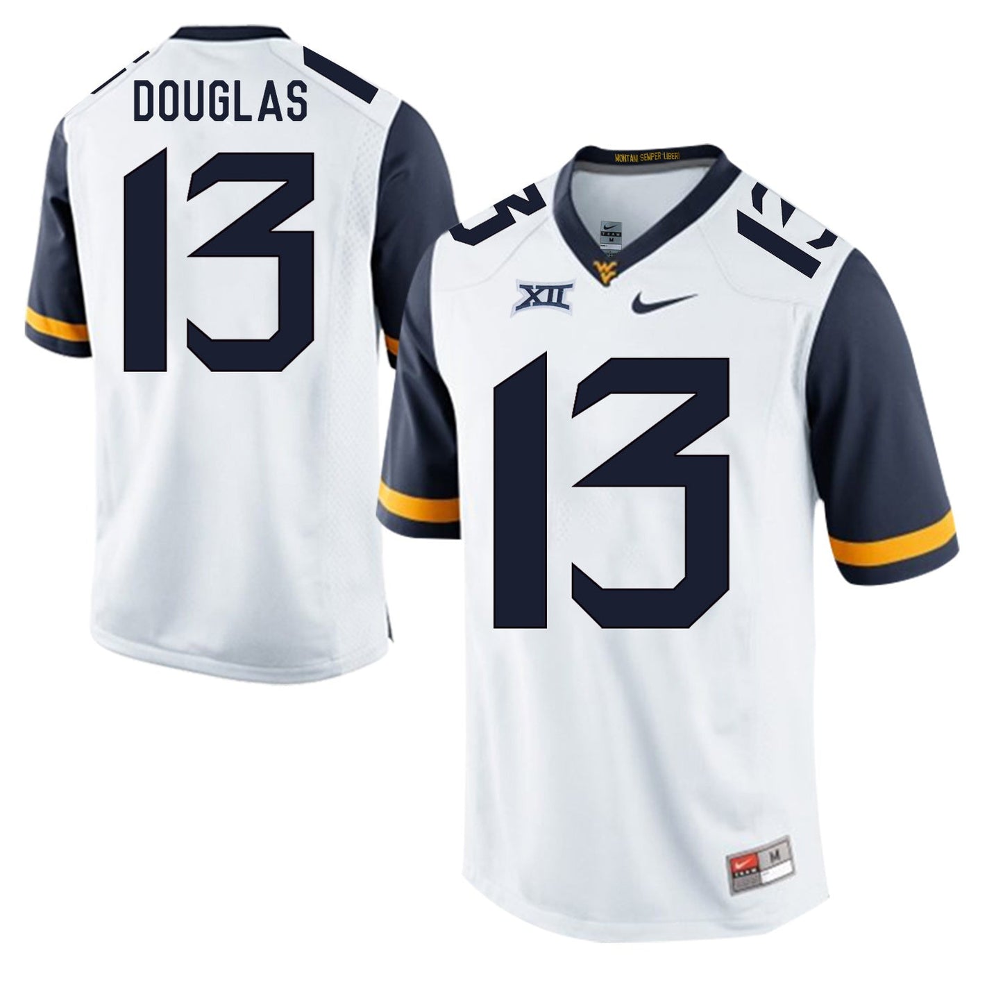 West Virginia Mountaineers Rasul Douglas 13 White College Football Jersey football jersey product view 1