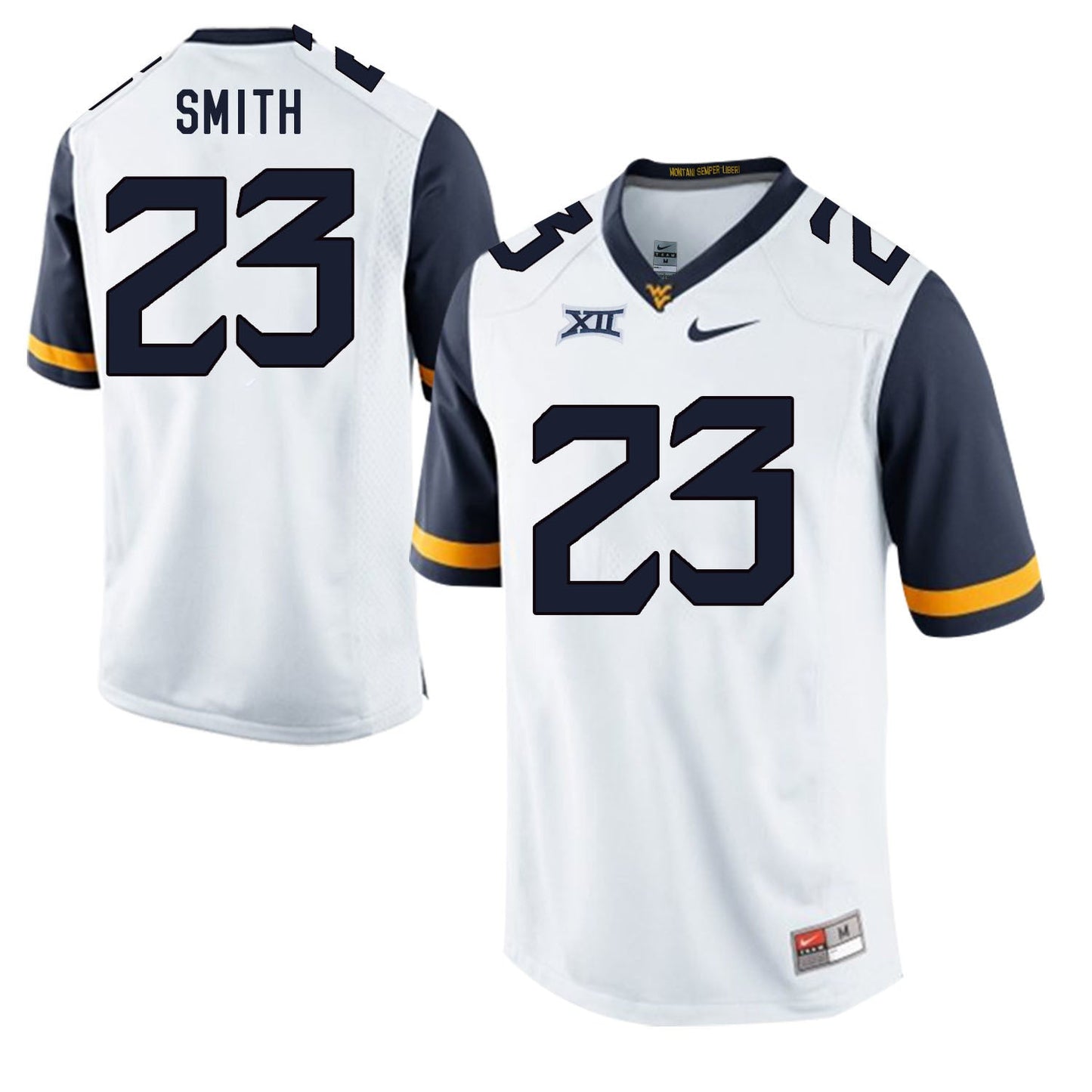 West Virginia Mountaineers SMITH 23 White College Football Jersey football jersey product view 1