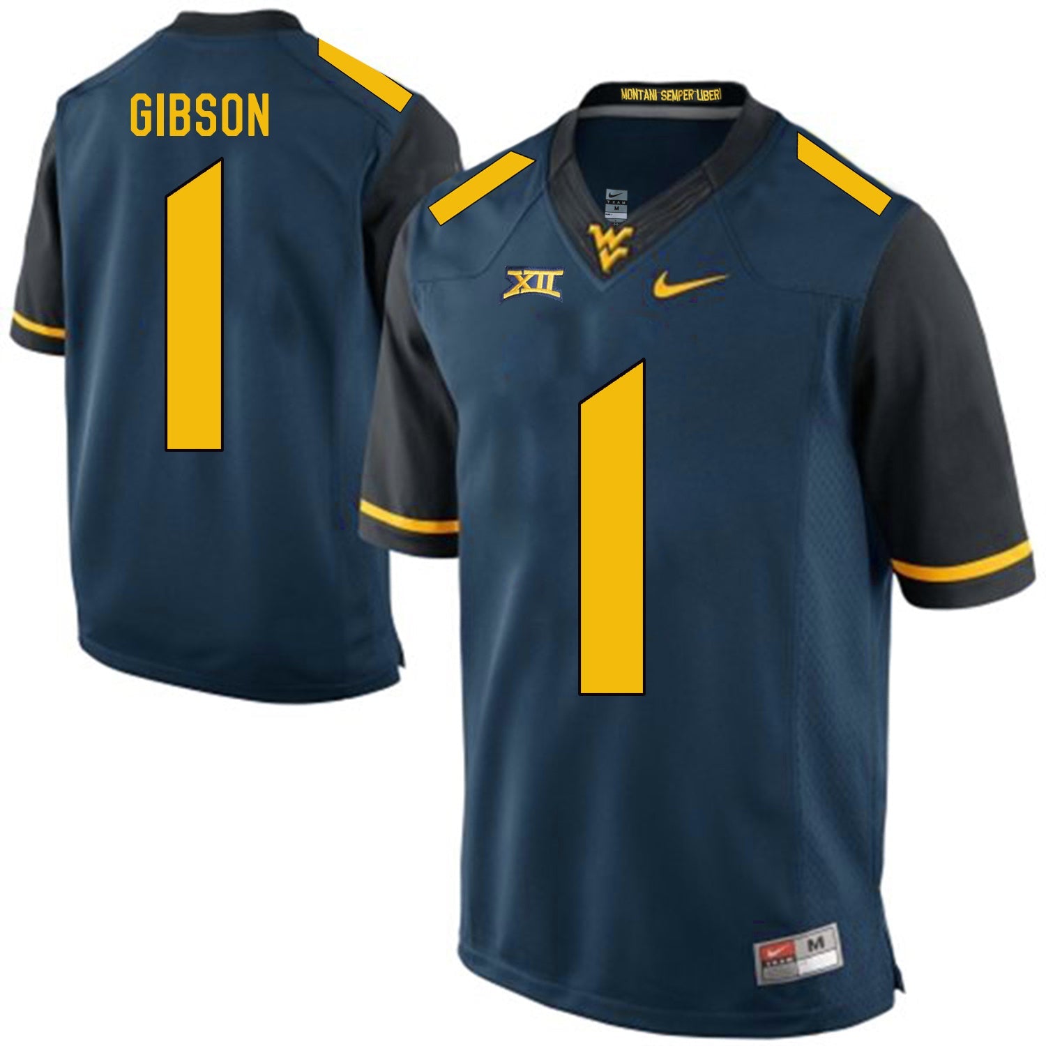 West Virginia Mountaineers Shelton Gibson 1 Blue College Football Jersey football jersey product view 1