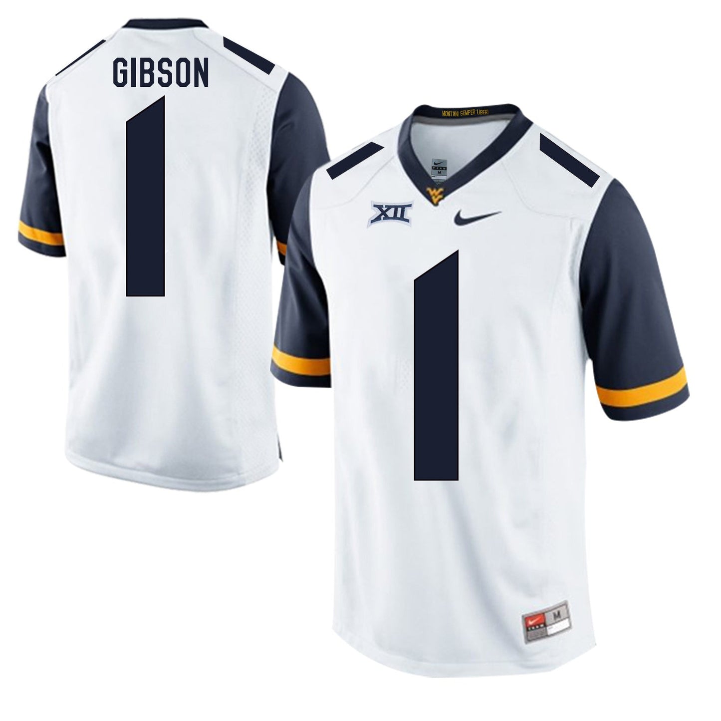 West Virginia Mountaineers Shelton Gibson 1 White College Football Jersey football jersey product view 1