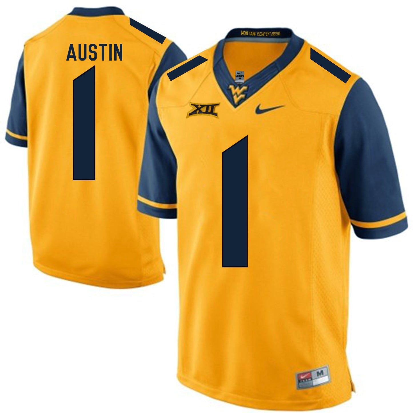 West Virginia Mountaineers Tavon Austin 1 Gold College Football Jersey football jersey product view 1