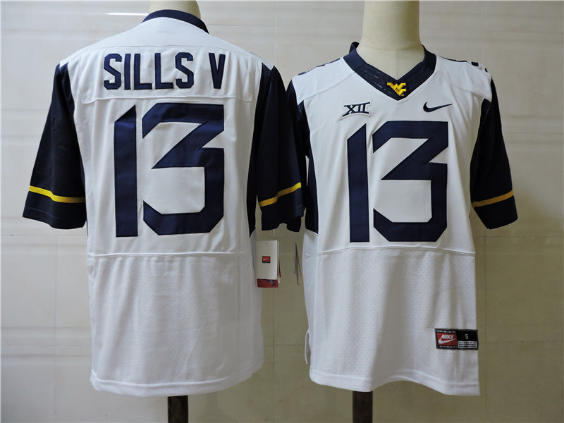 West Virginia Mountaineers #13 David Sills V Team College Football Jersey football jersey product view 1