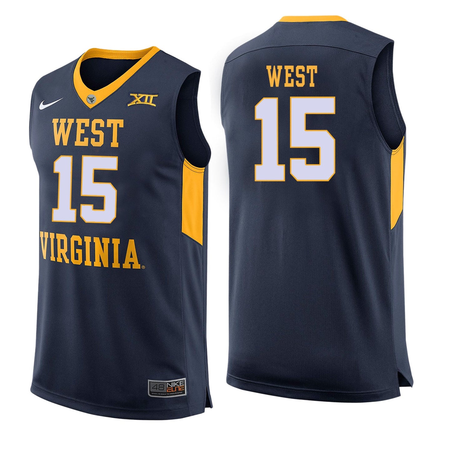 West Virginia West 15 Blue College Football Jersey football jersey product view 1