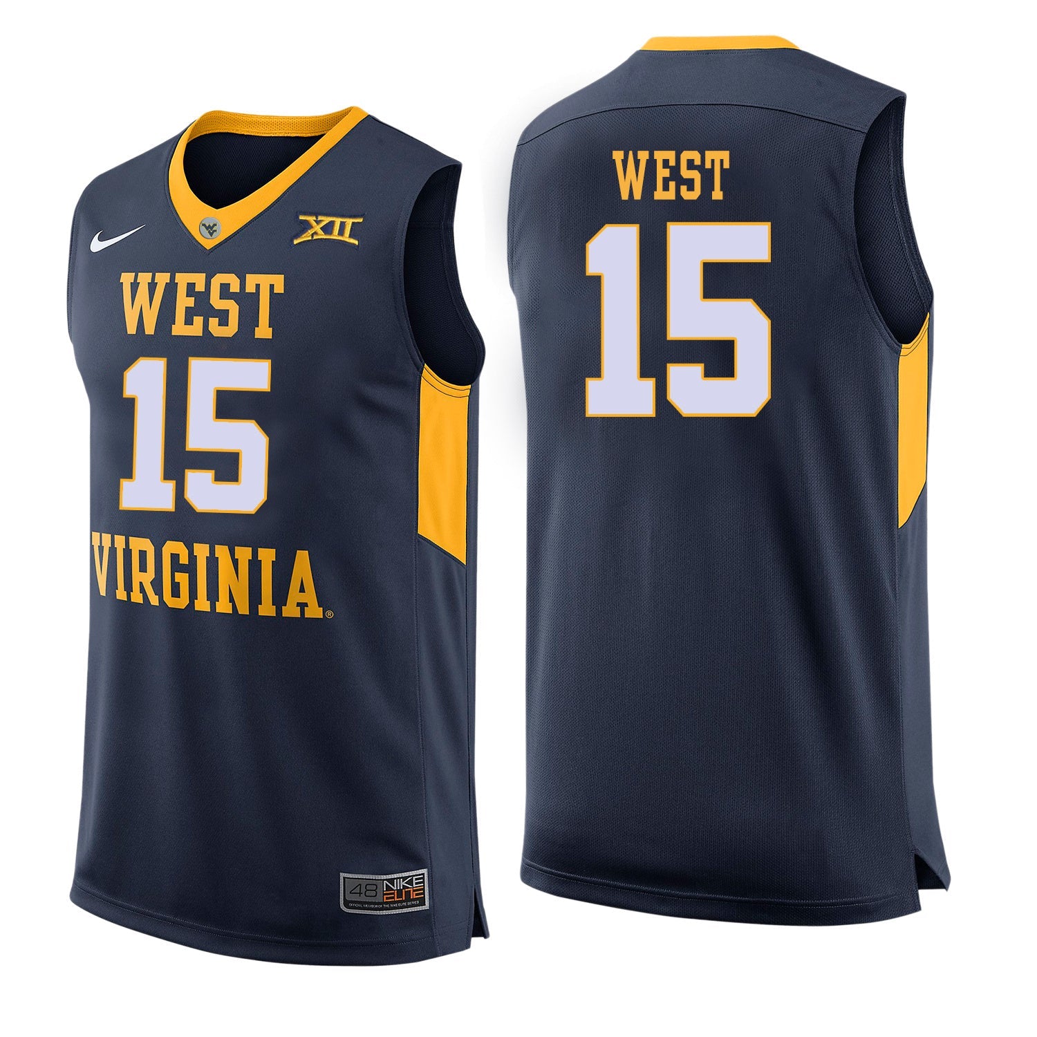 West Virginia West 15 Blue College Football Jersey football jersey product view 1