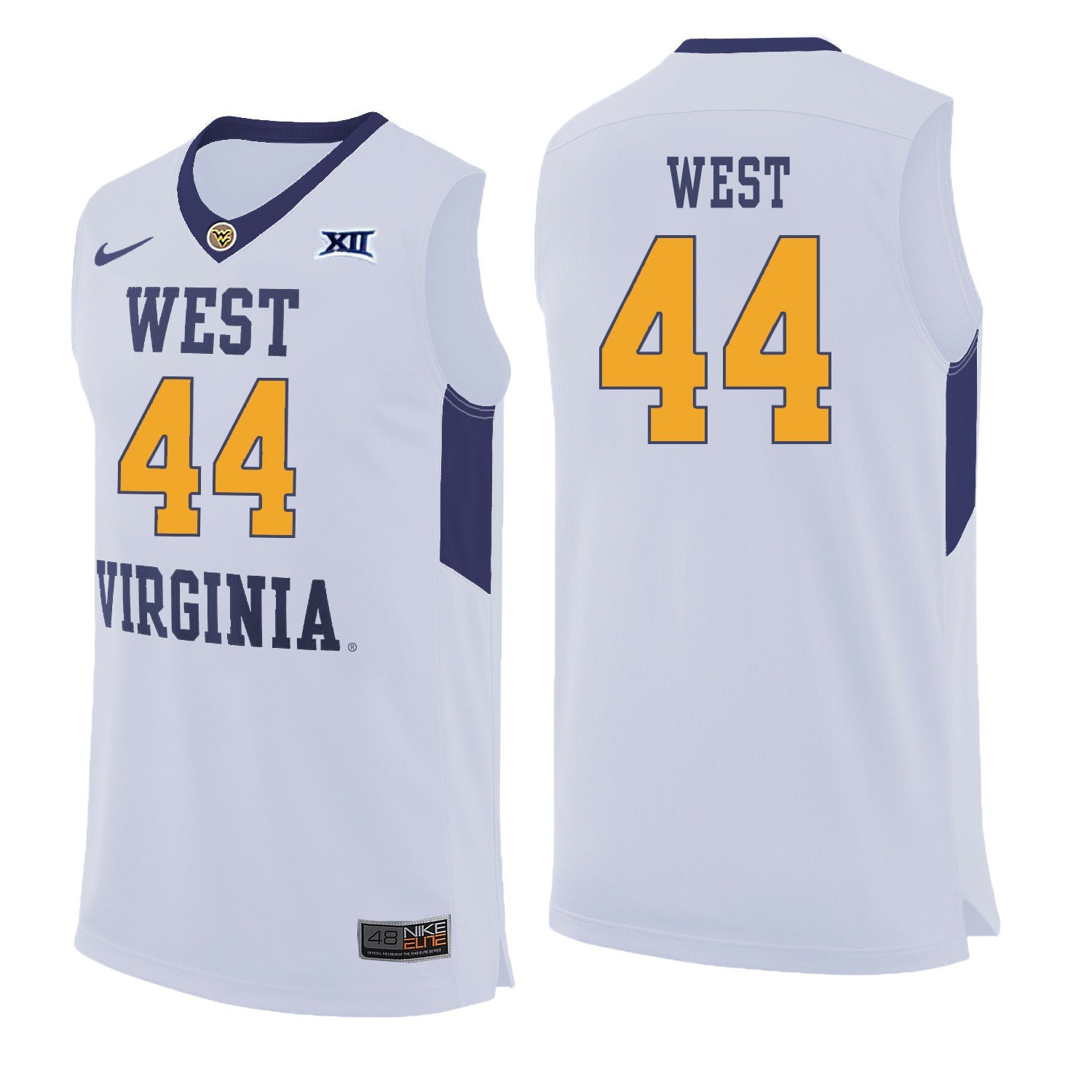 West Virginia West 44 White College Football Jersey football jersey product view 1