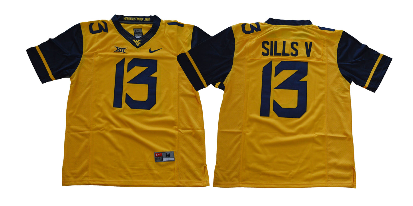 West Virginia Yellow 13 College Football Jersey football jersey product view 1