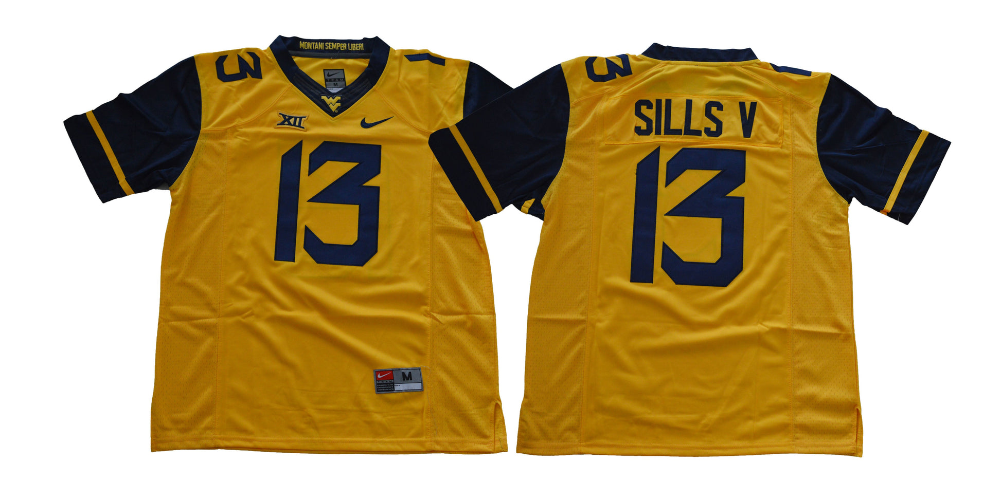 West Virginia Yellow 13 College Football Jersey football jersey product view 1