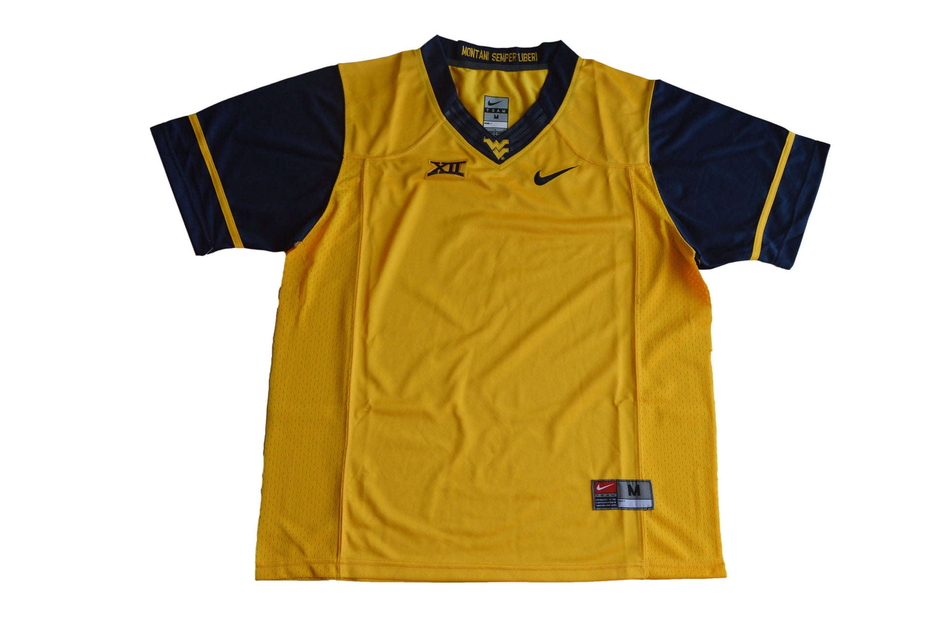 West Virgnia Blank Yellow Front College Football Jersey football jersey product view 1