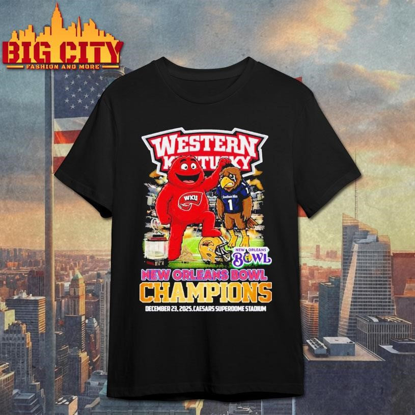 Western Kentucky New Orleans Bowl Champions 2025 Mascot Vintage shirt Unisex T-shirt, Sweatshirt, Hoodie, Long Sleeve Tee - T-Shirt, Sweatshirt, Hoodie