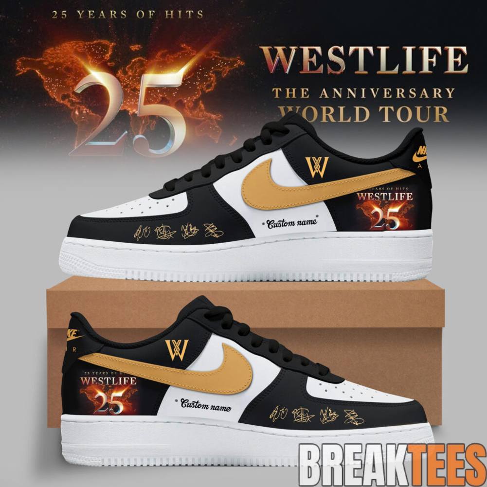 Westlife 25th Anniversary World Tour Golden Memories Custom Air Force 1 Shoes Unisex T-shirt, Sweatshirt, Hoodie, Long Sleeve Tee - T-Shirt, Sweatshirt, Hoodie