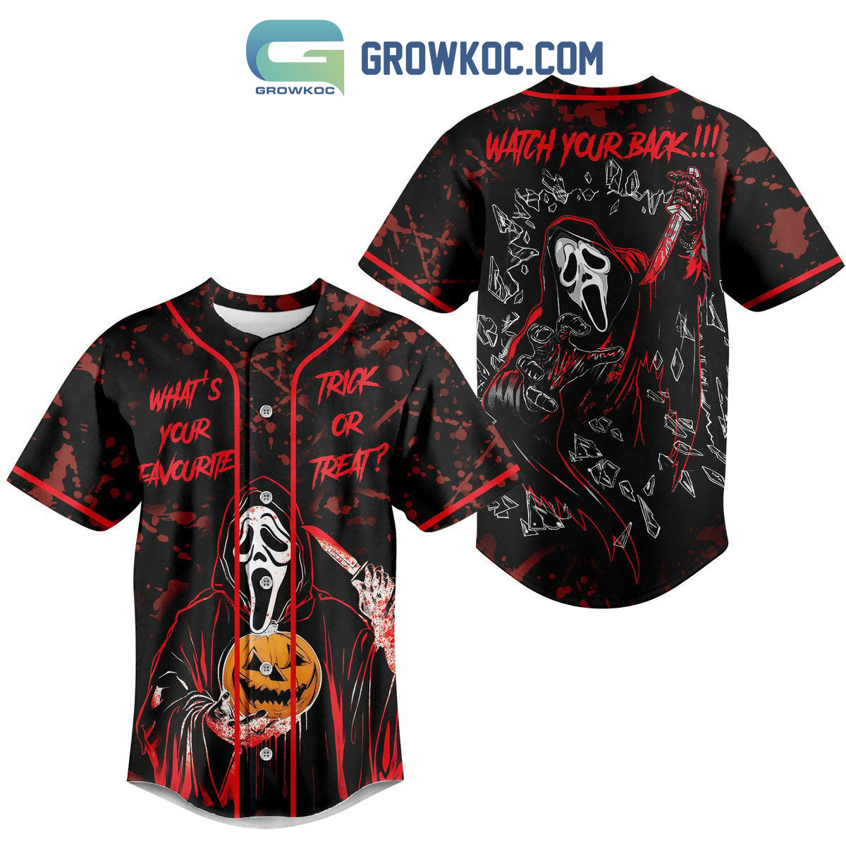 What’s Your Favourite Trick Or Treat Horror Movies Baseball Jersey baseball jersey product view 1