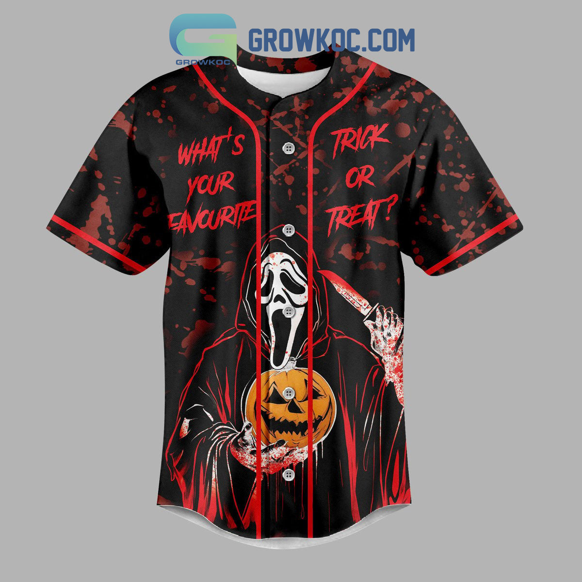 What’s Your Favourite Trick Or Treat Horror Movies Baseball Jersey baseball jersey product view 2