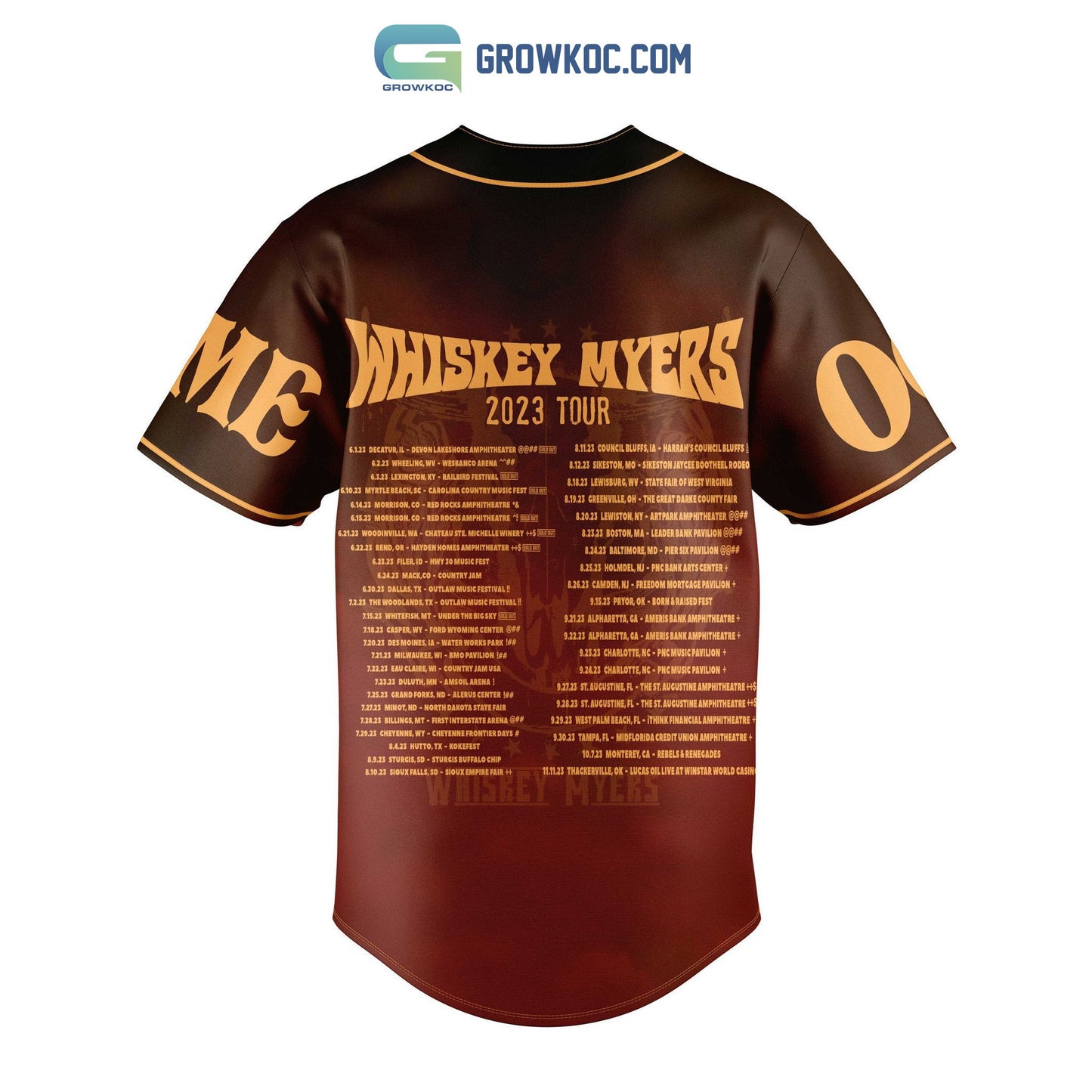 Whiskey Myers 2023 Tour Personalized Baseball Jersey baseball jersey product view 3