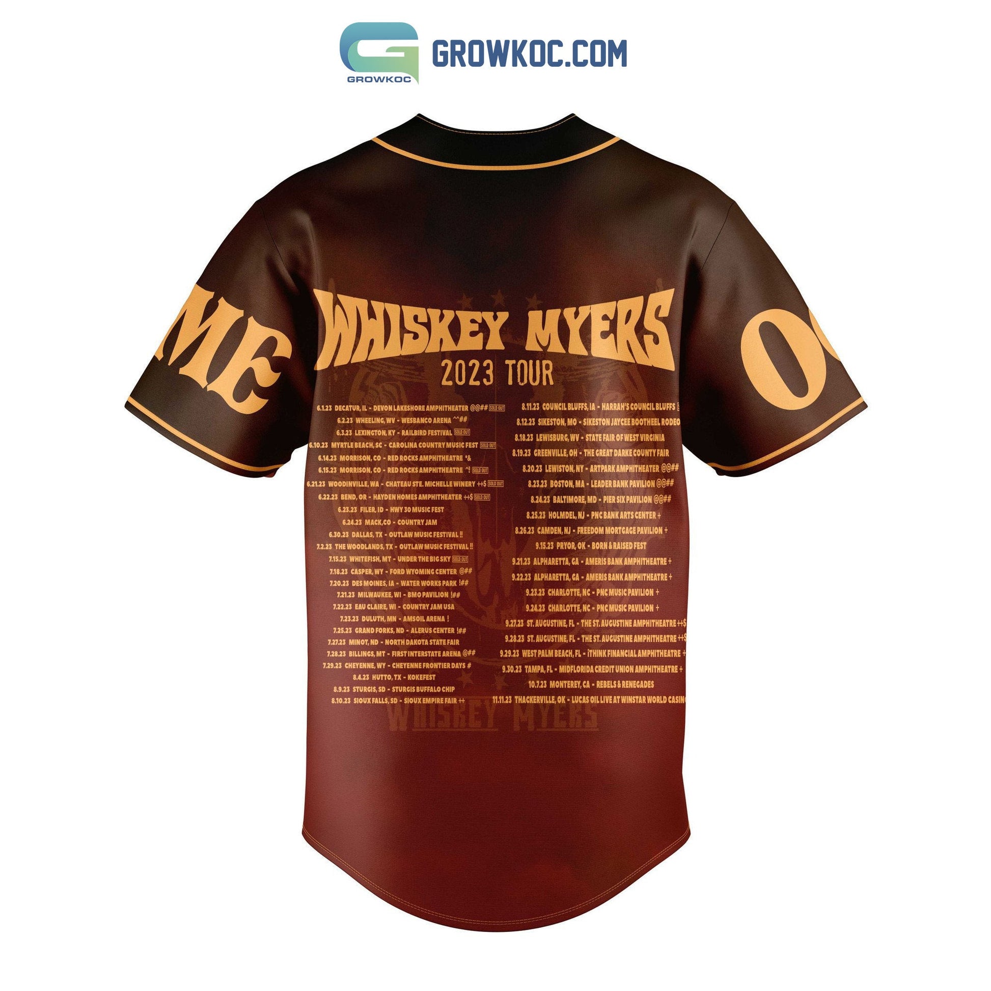 Whiskey Myers 2023 Tour Personalized Baseball Jersey baseball jersey product view 3