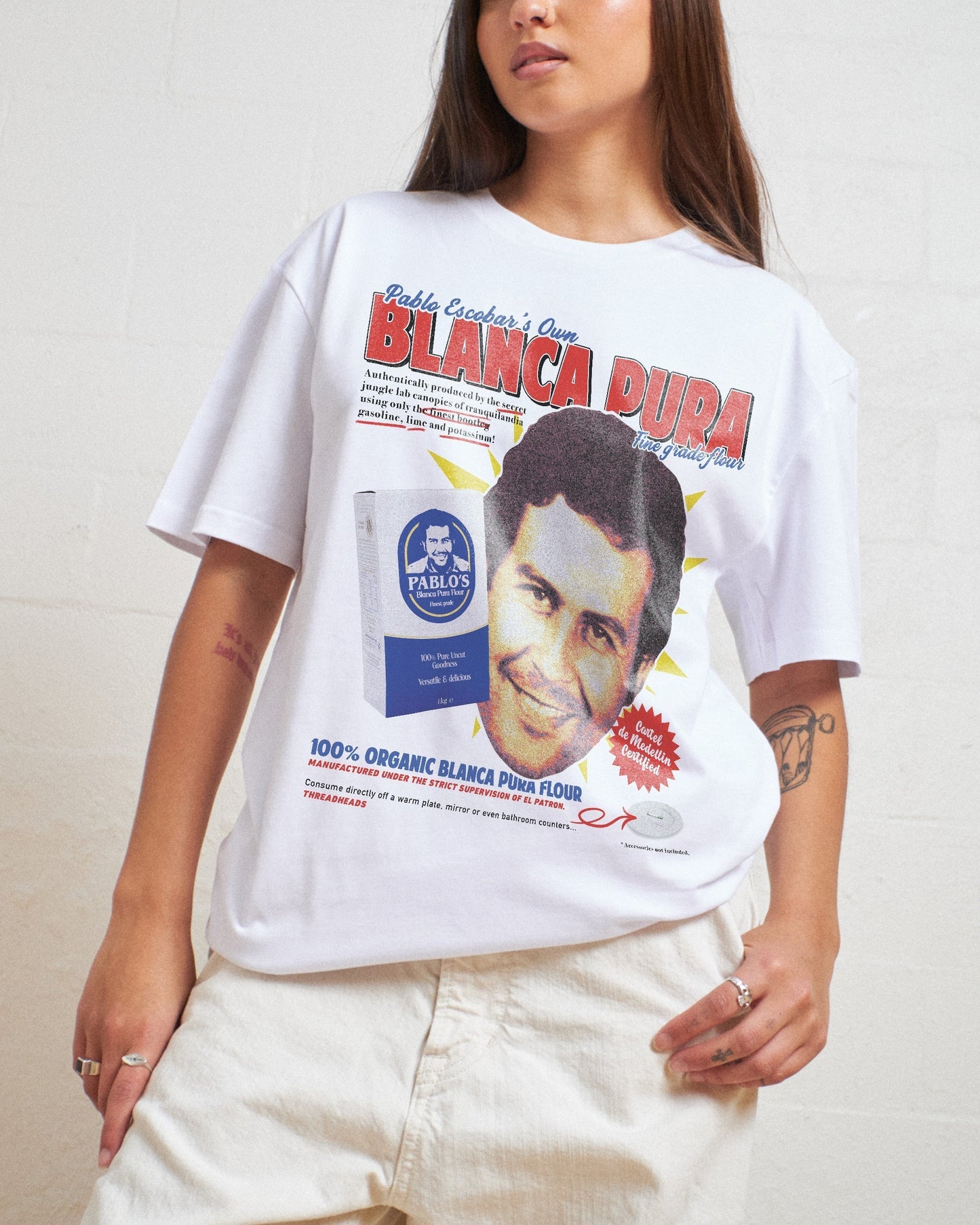 Pablo Escobar's Blanca Flour T-Shirt Unisex T-shirt, Sweatshirt, Hoodie, Long Sleeve Tee - T-Shirt, Sweatshirt, Hoodie