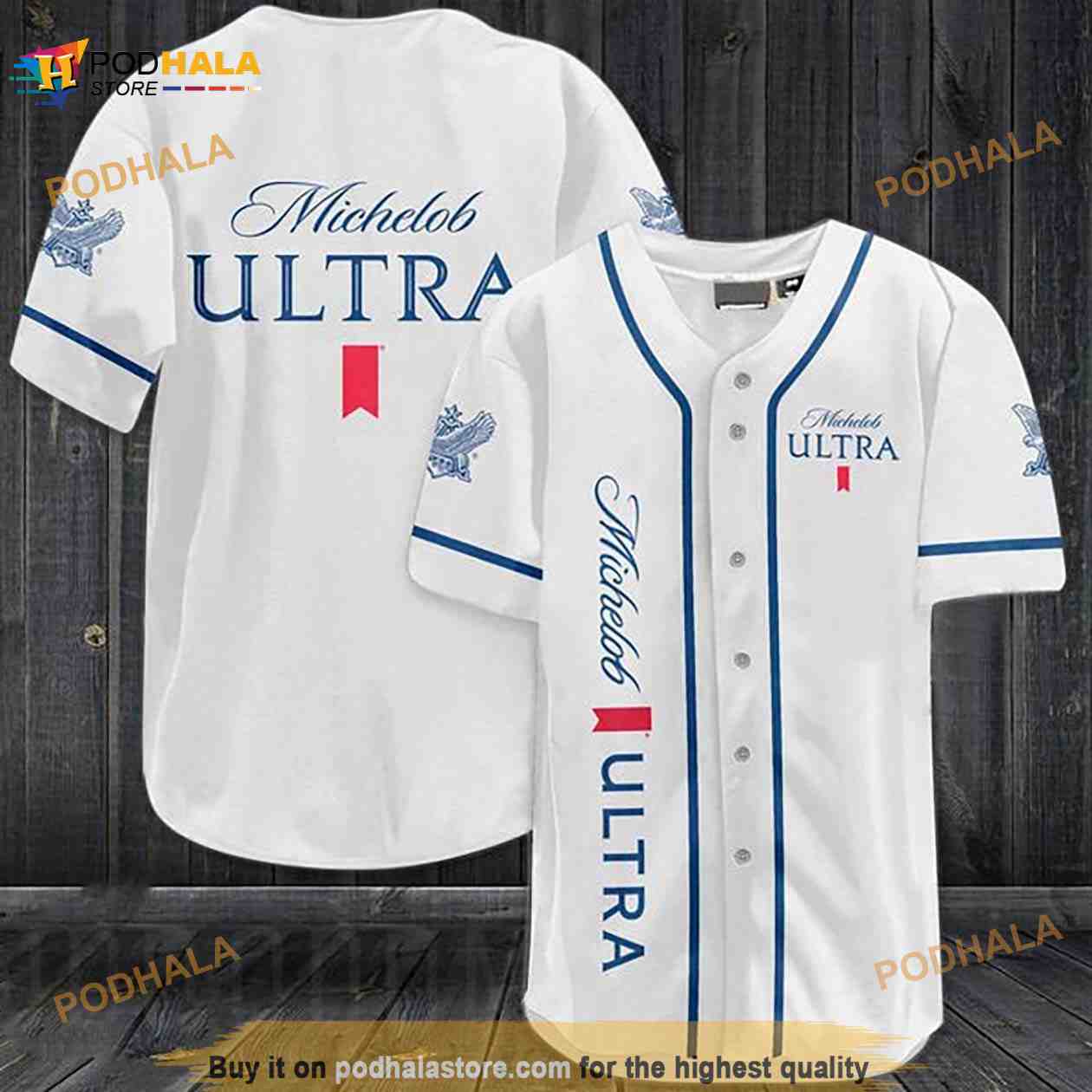 White Michelob Ultra 3D Baseball Jersey baseball jersey product view 1