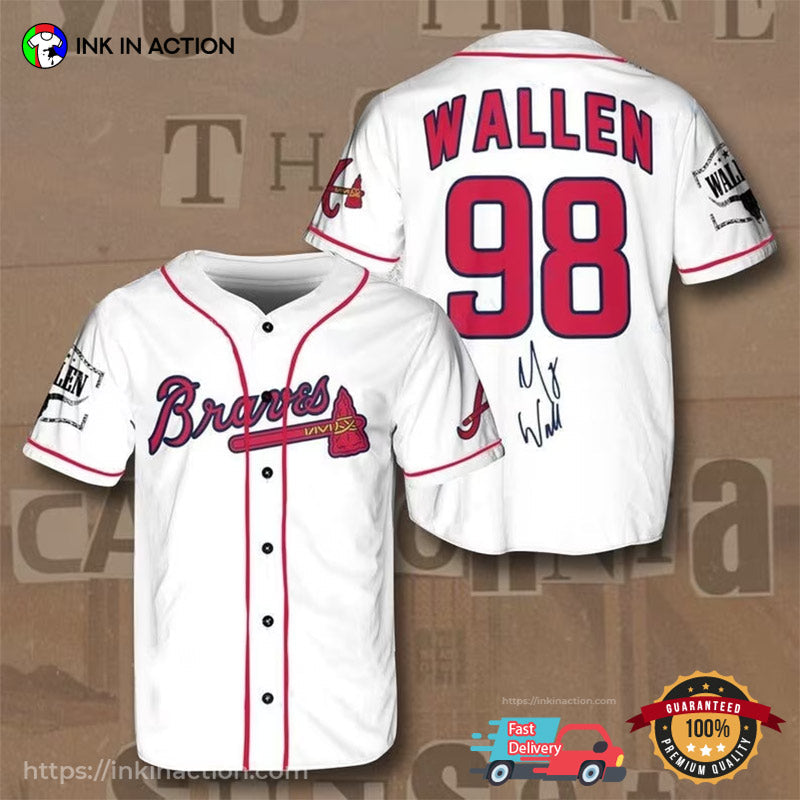 White Wallen 98 Braves Baseball Jersey baseball jersey product view 1