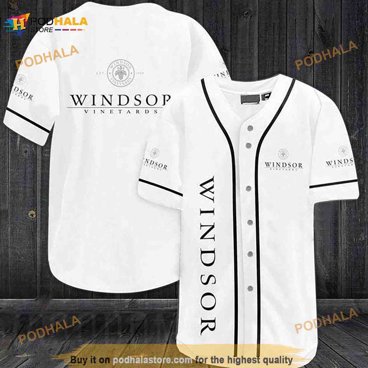 White Windsor Vineyards Wine 3D Baseball Jersey baseball jersey product view 1