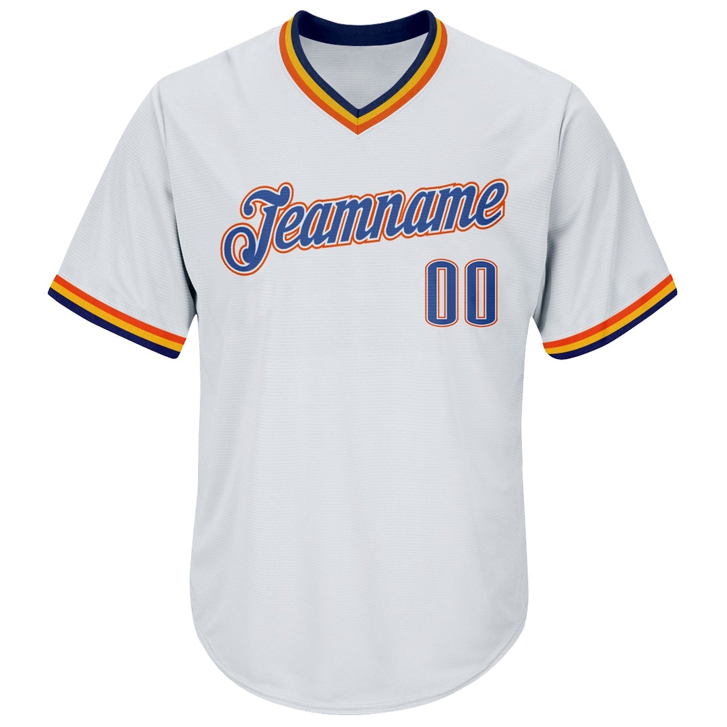 Custom White Blue Navy-Orange Authentic Throwback Rib-Knit Baseball Jersey Shirt baseball jersey product view 2