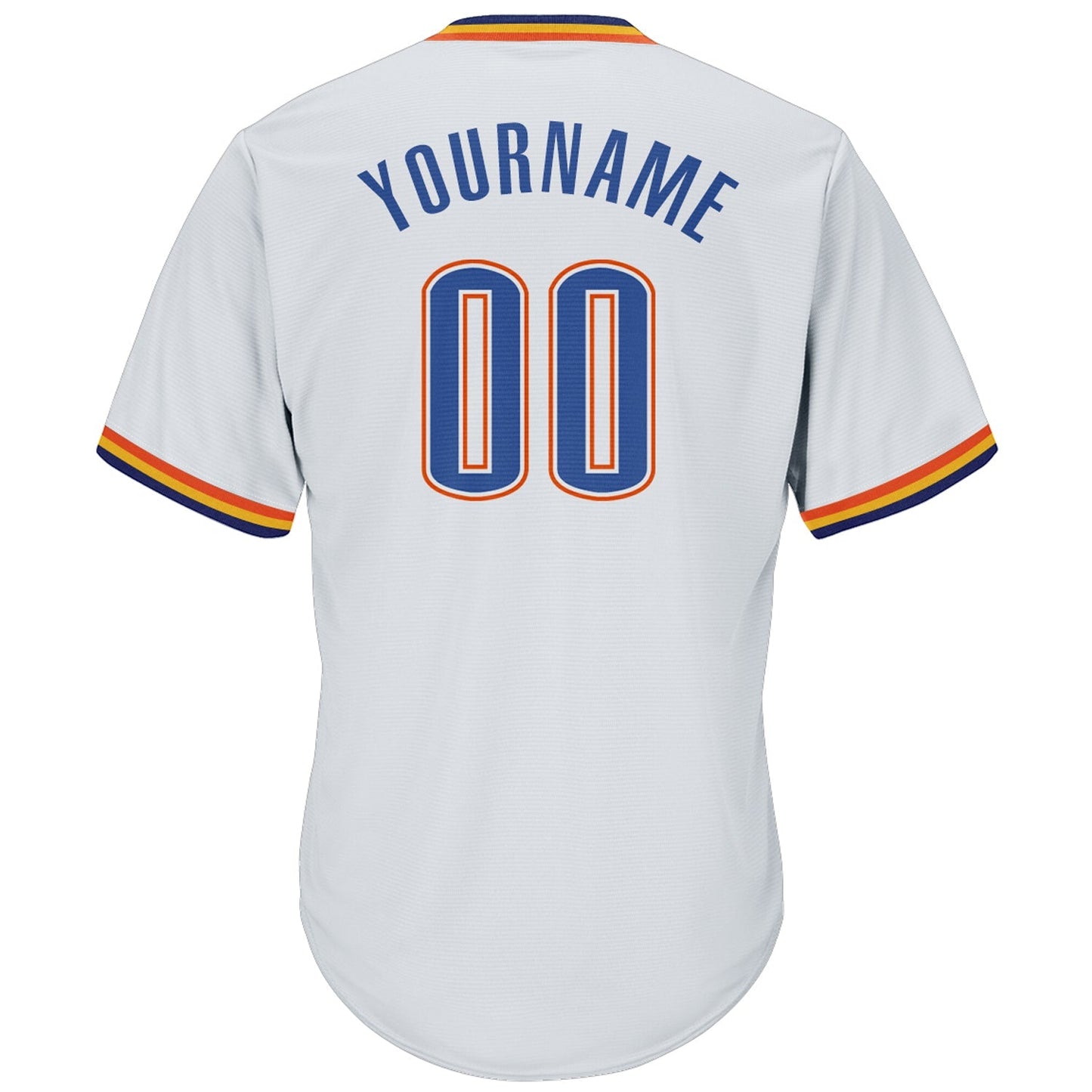 Custom White Blue Navy-Orange Authentic Throwback Rib-Knit Baseball Jersey Shirt baseball jersey product view 3