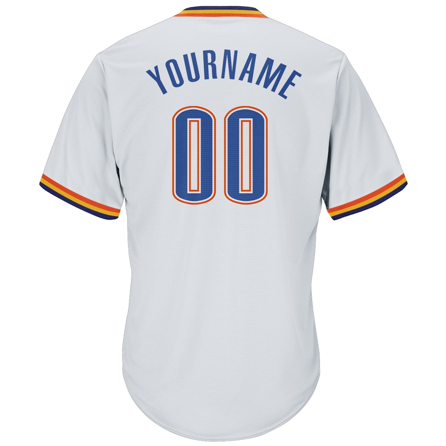 Custom White Blue Navy-Orange Authentic Throwback Rib-Knit Baseball Jersey Shirt baseball jersey product view 3