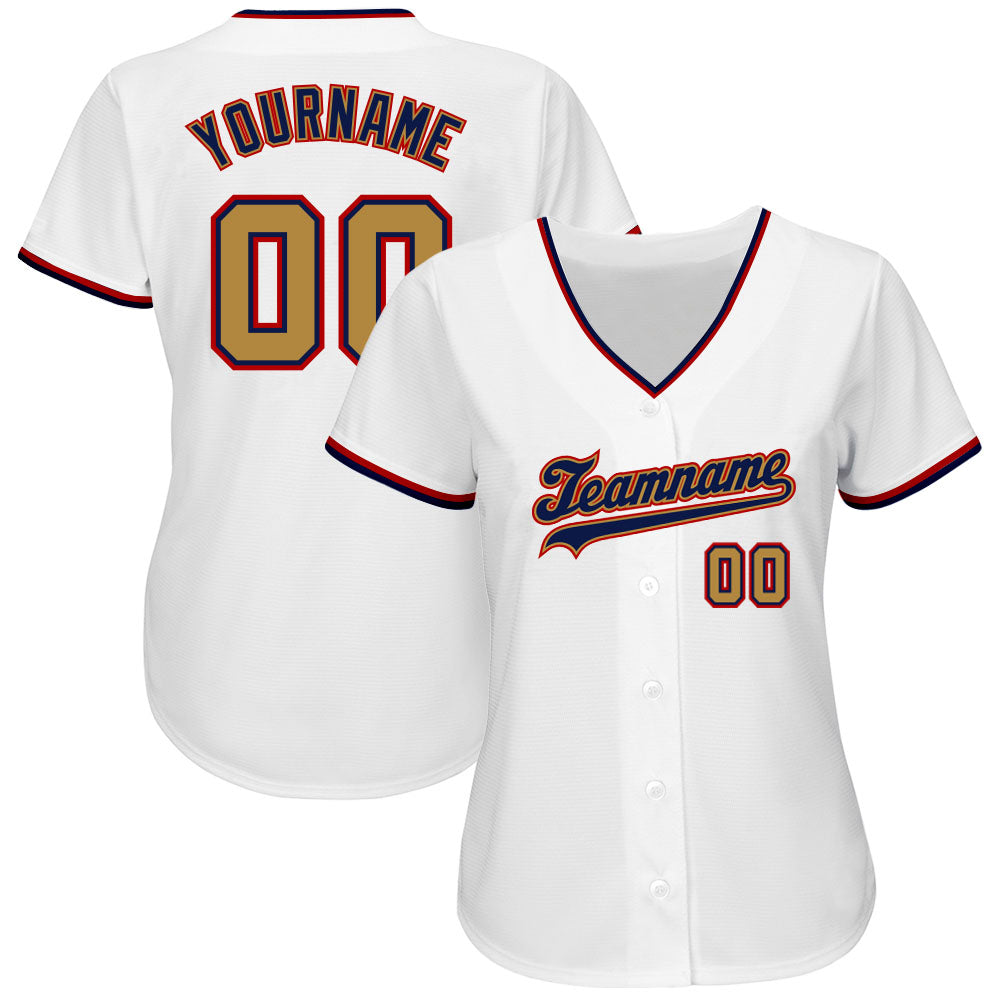 Custom White Old Gold-Navy Authentic Baseball Jersey baseball jersey product view 2