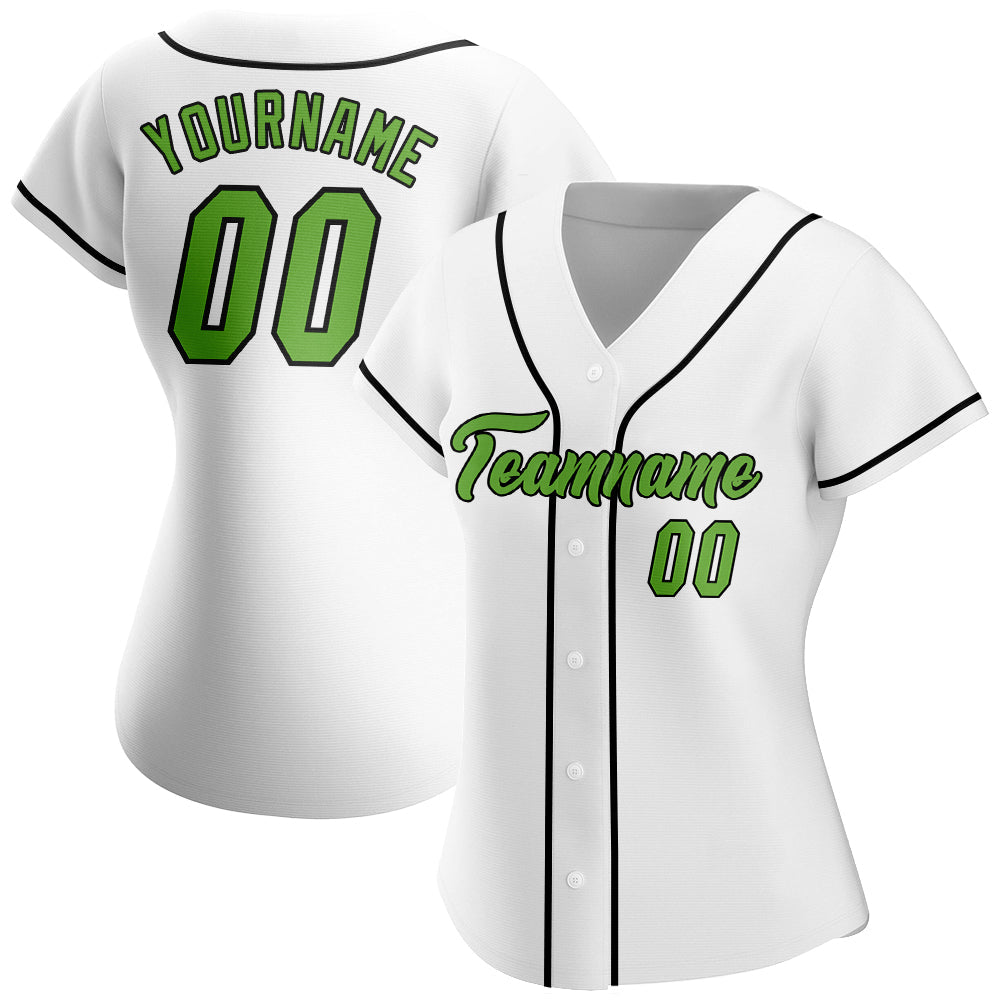 Custom White Neon Green-Black Authentic Baseball Jersey baseball jersey product view 2