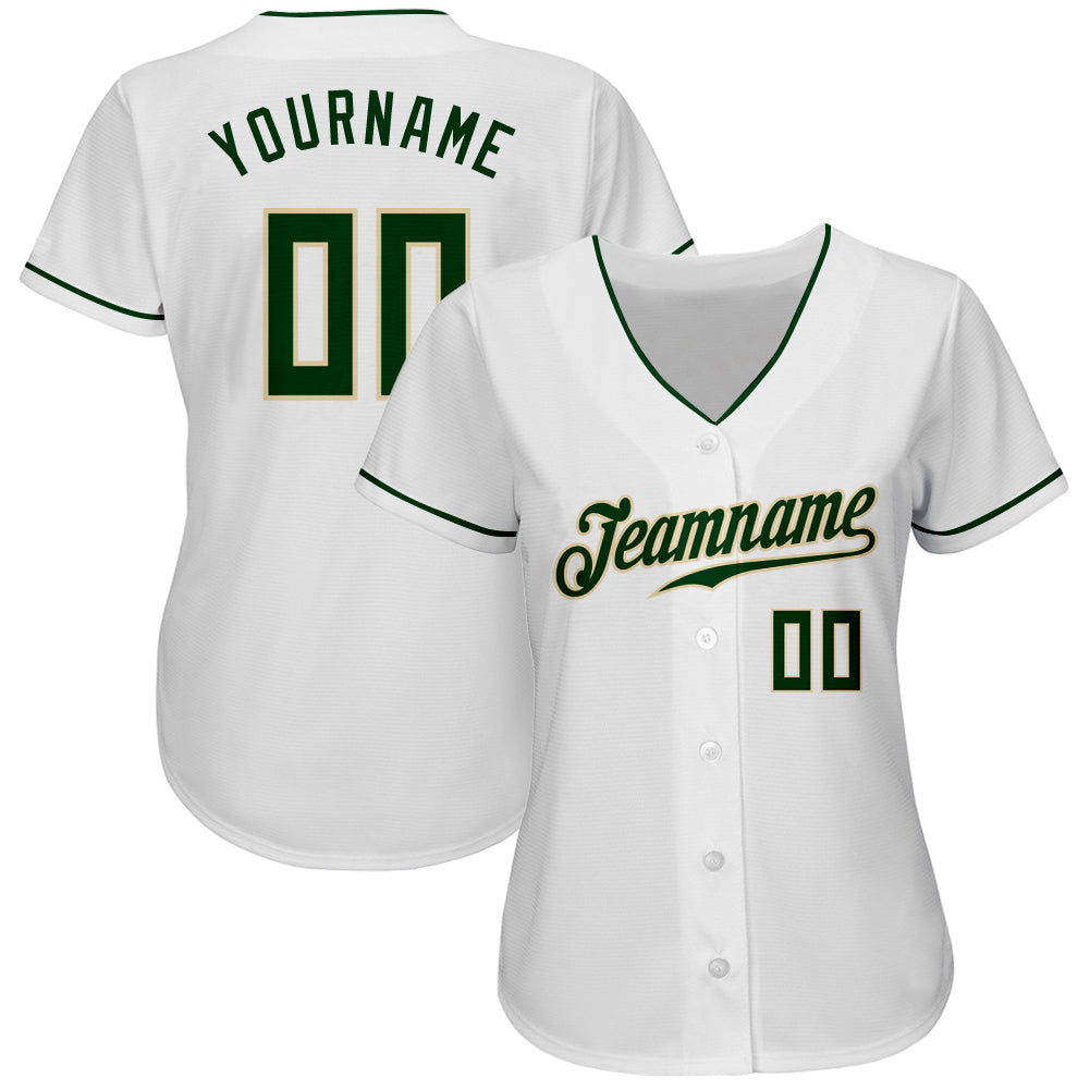 Custom White Green-Cream Authentic Baseball Jersey baseball jersey product view 2