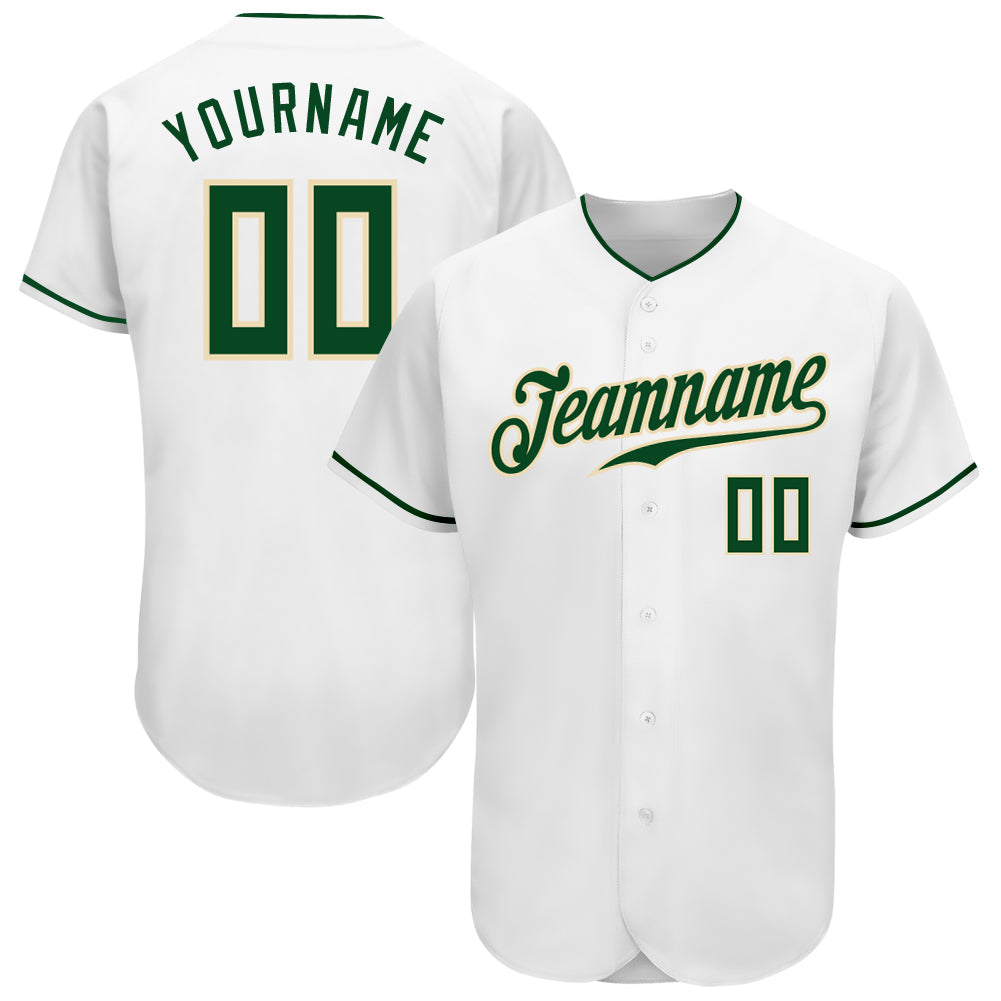 Custom White Green-Cream Authentic Baseball Jersey baseball jersey product view 1