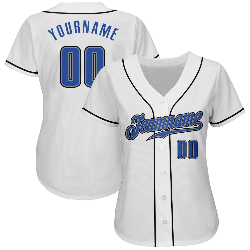 Custom White Blue-Gray Authentic Baseball Jersey baseball jersey product view 2