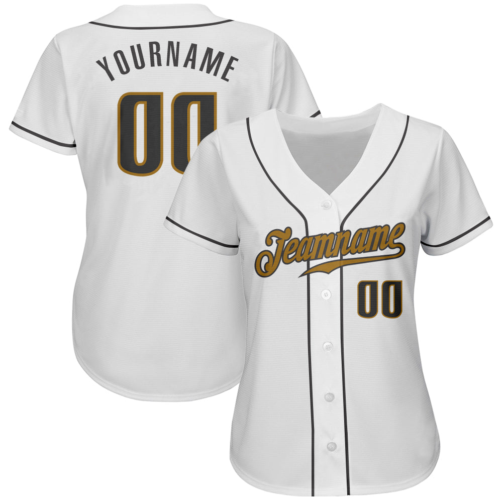 Custom White Steel Gray-Old Gold Authentic Baseball Jersey baseball jersey product view 2