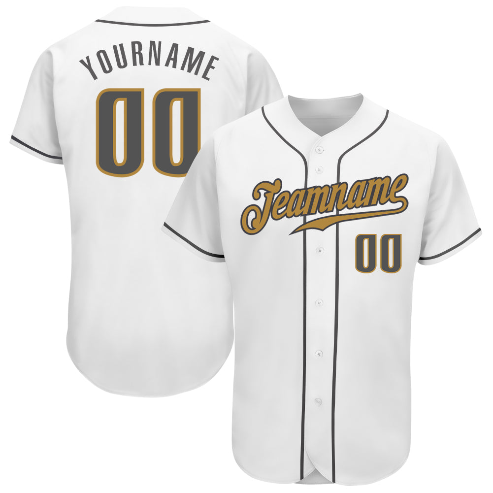 Custom White Steel Gray-Old Gold Authentic Baseball Jersey baseball jersey product view 1