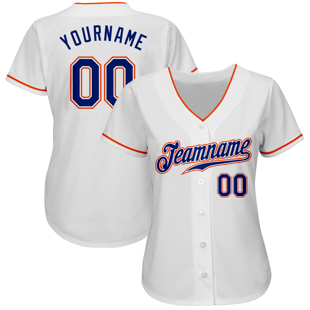 Custom White Royal-Orange Authentic Baseball Jersey baseball jersey product view 2