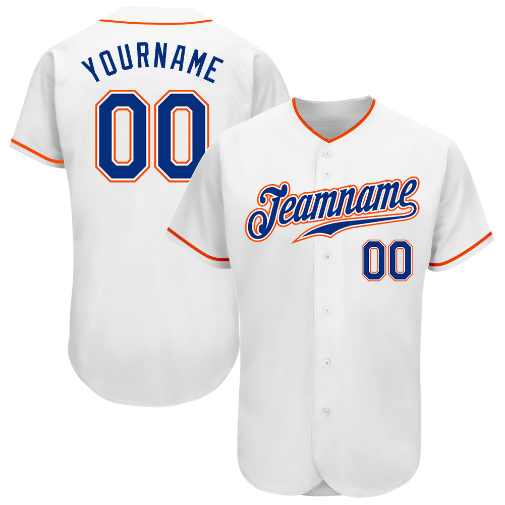 Custom White Royal-Orange Authentic Baseball Jersey baseball jersey product view 1