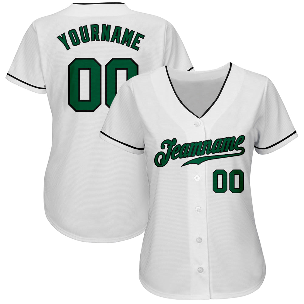 Custom White Kelly Green-Black Authentic Baseball Jersey baseball jersey product view 2