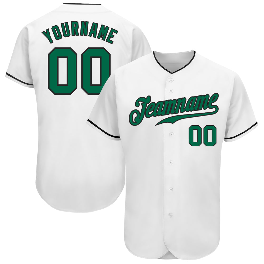 Custom White Kelly Green-Black Authentic Baseball Jersey baseball jersey product view 1
