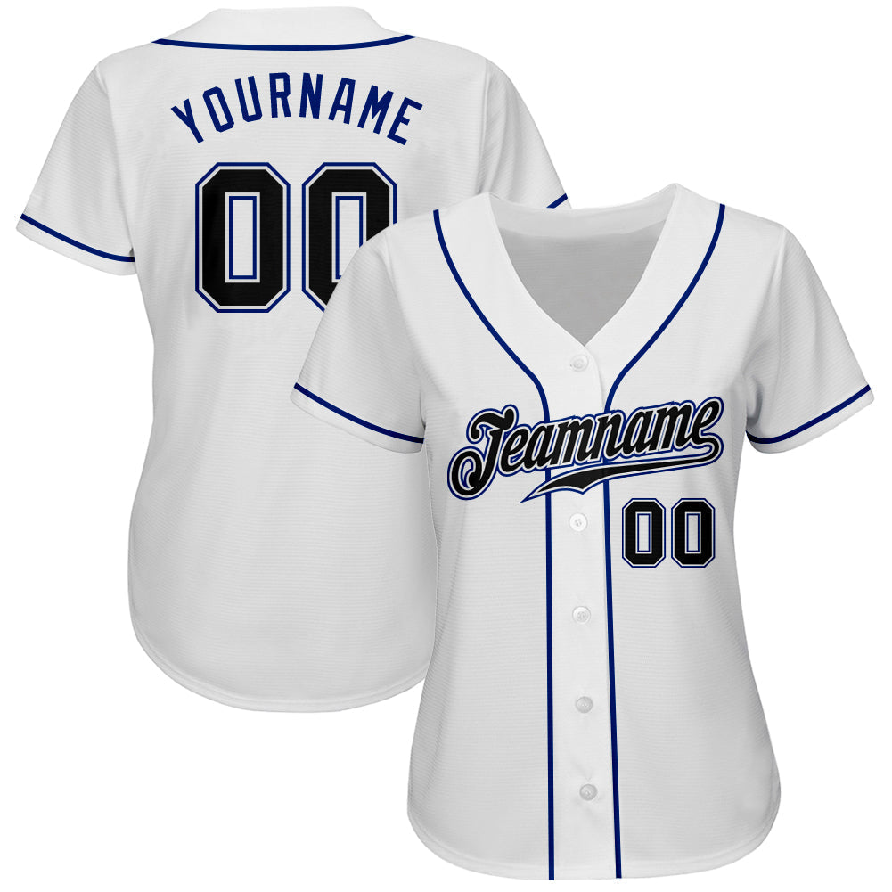 Custom White Black-Royal Authentic Baseball Jersey baseball jersey product view 2