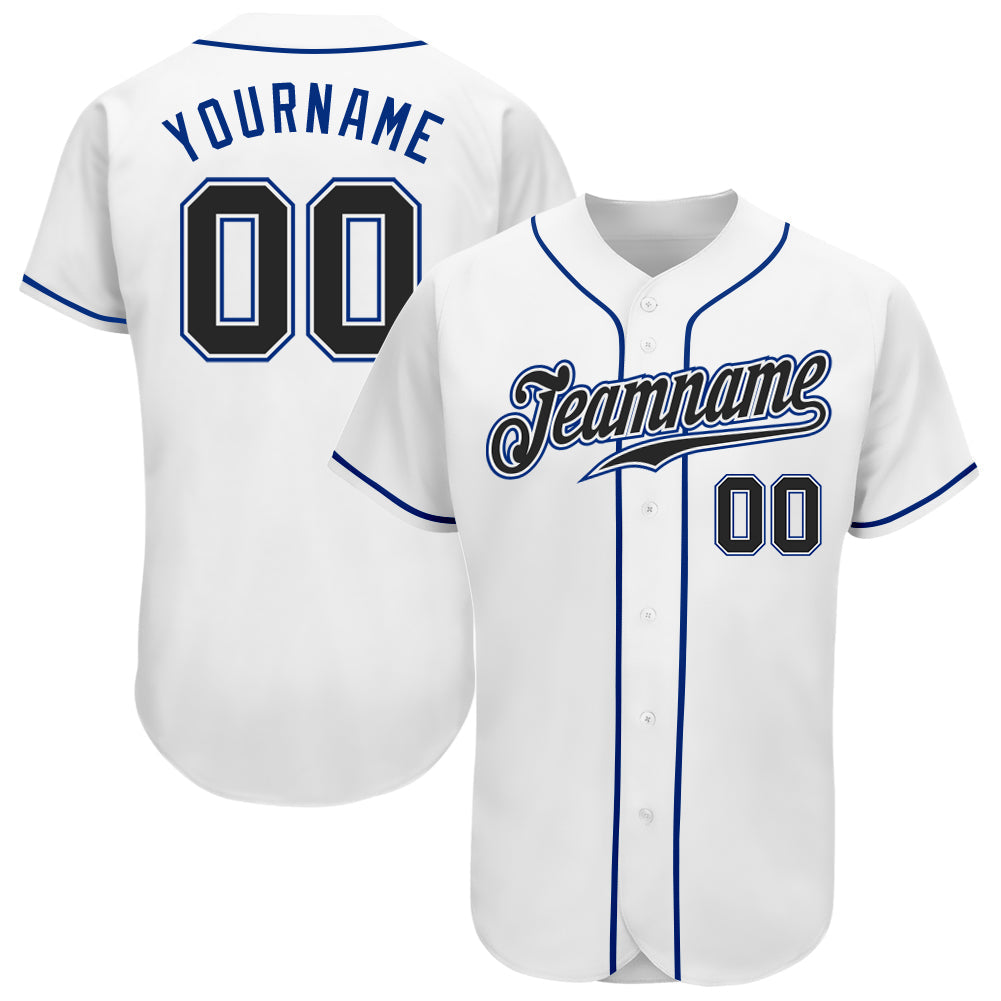 Custom White Black-Royal Authentic Baseball Jersey baseball jersey product view 1